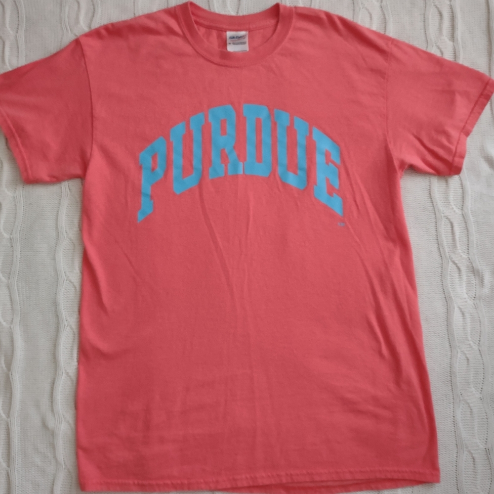 Coral and Blue Purdue College T-Shirt Sz. M